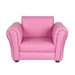 Kids Pink Couch Sofa Chair w/ Footstool in PU Leather V196-KS541P