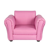 Kids Pink Couch Sofa Chair w/ Footstool in PU Leather V196-KS541P