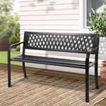 Gardeon Outdoor Garden Bench Seat Steel Outdoor Furniture 2 Seater Park Black GB-STEEL-XG202-BK