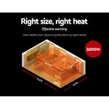 Devanti Electric Radiant Strip Heater Outdoor 3200W RHP-E76RC-3200-BK