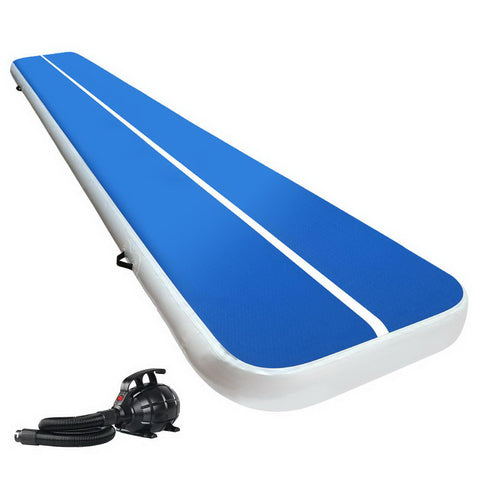 Everfit 5X1M Inflatable Air Track Mat 20CM Thick with Pump Tumbling Gymnastics Blue ATM-5-1-02M-BL-AP