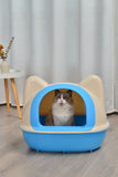 YES4PETS Large Hooded Cat Toilet Litter Box Tray House With Scoop Blue V278-BP153-L-LITTER-TRAY-BLUE