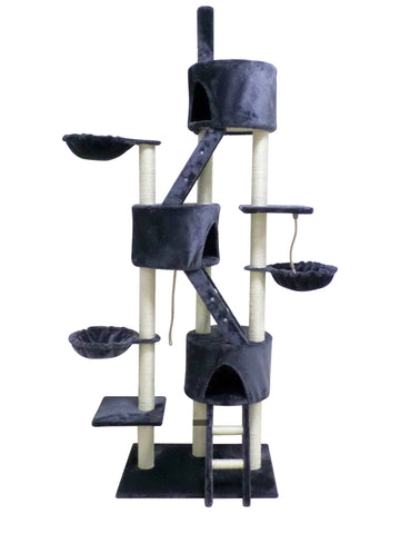 YES4PETS 244 cm XL Multi Level Cat Scratching Post Tree Scratcher Pole- Grey V278-CT244-GREY