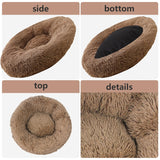 Pet Dog Bedding Warm Plush Round Comfortable Nest Sleeping kennel Coffee M 70cm V360-PTDB0000-LC-M