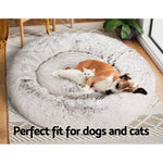 i.Pet Pet Bed Dog Cat 110cm Calming Extra Large Soft Plush White Brown PET-BED-D110-WHBR