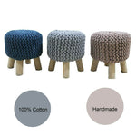 Kids Hand Knitted Cotton Braided Foot Rest Sitting Stool Ottoman V262-CI-STK-007B