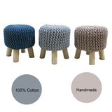 Kids Hand Knitted Cotton Braided Foot Rest Sitting Stool Ottoman V262-CI-STK-010P