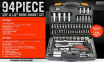 94Pc Socket Ratchet Wrench Set Screwdriver Bits Extension Torx Hex 1/4" 1/2" Dr. V465-SDY-90100