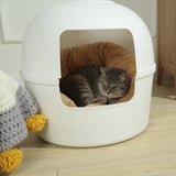 YES4PETS Multifunctional Cat Litter Box Pet Cat House Semi-Enclosed White V278-BP292-CAT-HOUSE-WHITE