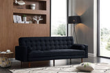 Sofa Bed 3 Seater Button Tufted Lounge Set for Living Room Couch in Velvet Black Colour V43-SOF-MARC-BL