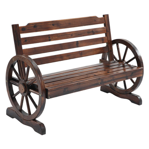 Gardeon Wooden Wagon Wheel Bench - Brown ODF-WAGON-CC