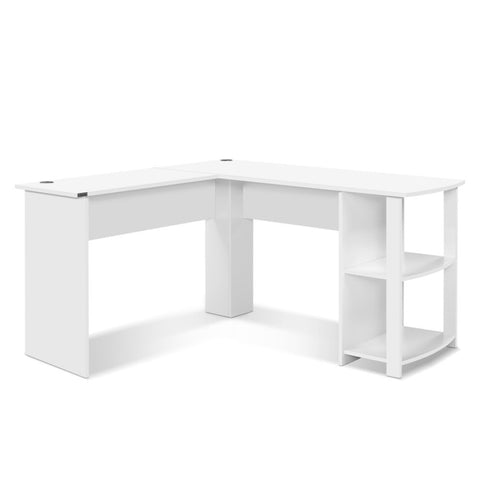 Artiss Computer Desk Shelf L-Shape White 136CM FURNI-N-DESK01-WH-AB