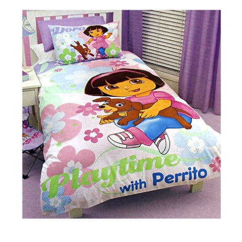 Disney Dora The Explorer Quilt Cover Set Playtime with Perrito Single V442-CAP-QUILTCS-DORAPLAYTIME-MULTI-SB