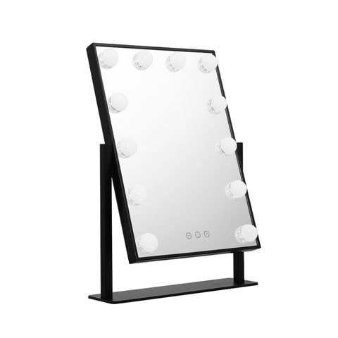 Embellir Makeup Mirror 30x48cm Hollywood Vanity with LED Light Rotation Tabletop MM-STAND-FRAMELS-BK