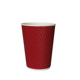 500 Pcs 12oz Disposable Takeaway Coffee Paper Cups Triple Wall Take Away w Lids AF1116-500-RD