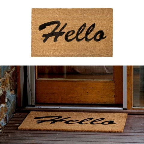 J.Elliot Home Hello PVC Backed Coir Printed Door Mat V442-IDC-FLOORR-COIRHELLO75CM-WHEAT-RE