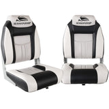 Seamanship 2X Folding Boat Seats Marine Seat Swivel High Back 12cm Padding Grey BS-86522-GR