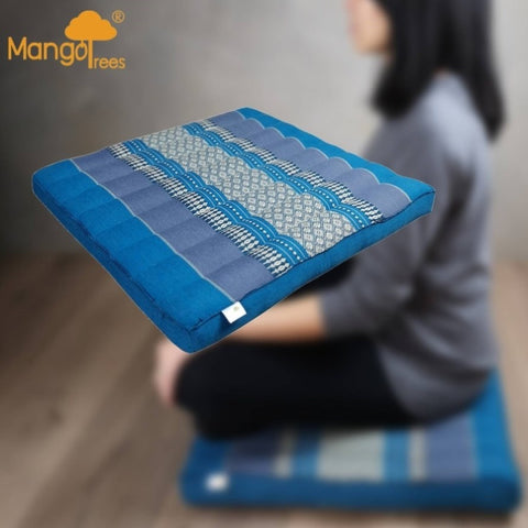 Thai Kapok Meditation Cushion Yoga Seat Blue V574-TTPSEATBLUE