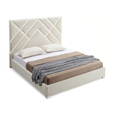 Matrix Bed Frame Fabric Padded Upholstery High Quality Slats Polished Stainless Steel Feet V43-BED-MATX-QBG