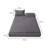 SOGA 2X Grey 183cm Wide Mattress Cover Thick Quilted Fleece Stretchable Clover Design Bed Spread BCOVER7003X2