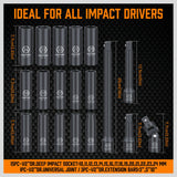 19Pc Deep Socket Set Impact 1/2" Drive Extension Bars Flexible Adapter 10-24mm V465-96021-AU-2