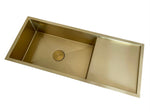 2024 Brushed brass gold single long bowl drainer stainless steel 304 kitchen sink V549-10745BG