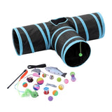 YES4PETS Pet Cat Toys Tri-Tunnel Collapsible Tent Training Play Kitten Rabbit Tubes V278-10843-CAT-TUNNEL-TOYS
