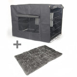 YES4PETS 30' Portable Foldable Dog Cat Rabbit Collapsible Crate Pet Cage with Cover Mat V278-CR30-W-COVER-BK-MAT