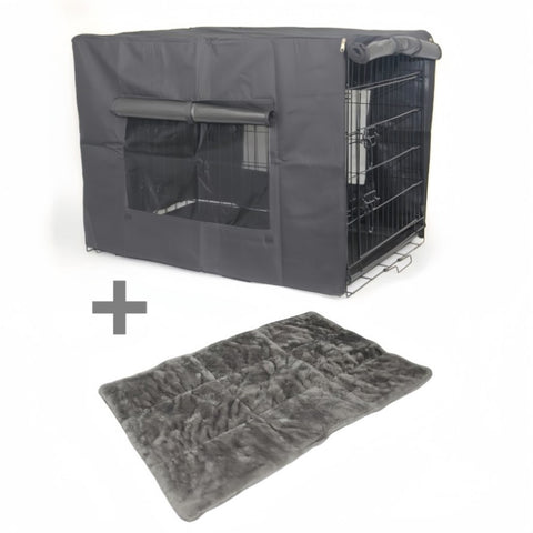 YES4PETS 48' Portable Foldable Dog Cat Rabbit Collapsible Crate Pet Cage Cover Mat V278-CR48-W-COVER-BK-MAT