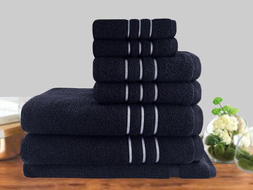 7pc classic dobby stripe cotton towel set 650gsm sailor blue V517-AM7PC-SB