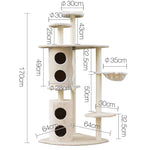 YES4PETS 170cm XL Multi Level Cat Scratching Post Tree Post House Tower-Beige V278-CT170-CAT-FL05A-BEIGE