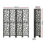 Artiss 4 Panel Room Divider Screen 162x170cm Clover Black RD-4016-4P-BK