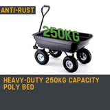 PLANTCRAFT 250kg Poly Pull Dump Cart Garden Hand Trailer Wagon Lawn Wheelbarrow V219-MOWCRTROSAPD2