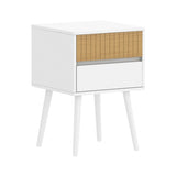 Sarantino Clio Bedside Table Night Stand - White/Natural TBL-707-6YQ-WHN