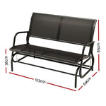 Gardeon Outdoor Garden Bench Seat Swing Glider Rocking 2 Seater Patio Furniture Black GB-STEEL-SWING-BK