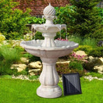 Gardeon Solar Water Feature 3-Tier Fountain with Pump Kit Bird Bath 93CM Ivory FOUNT-3LVL-IVORY