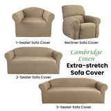 Elan Cambridge Extra-stretch Couch Cover Linen One Seater Recliner Linen V442-INT-COUCHC-CAMBRIDGE-LINEN-REC