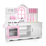 Keezi Kids Kitchen Play Set Wooden Pretend Toys Cooking Children Storage Cabinet PLAY-WOOD-PRINCESS-WHITE