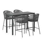 Gardeon 5-Piece Outdoor Bar Set Dining Table Rope Chair Patio Bistro Set ODF-BARSET-ROPE-5SET-AB