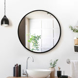 Embellir Wall Mirror Makeup 50cm Home Decor Framed Mirrors Bathroom Round Black MM-WALL-ROU-BK-50