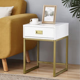 Sarantino Emilia Bedside Table Night Stand - White/Gold TBL-172-07-WHGD