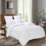 Diamond Pintuck Super King Size White Duvet Quilt Cover Set V493-ZSK-01