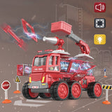 DanBaoLe Magnetic Fire Truck DIY Assembly Eneineering Vehicle with Music Lights Red Christmas Gift V255-TRUCK_U512