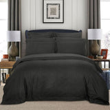 1000TC Ultra Soft Striped Queen Size Charcoal Duvet Quilt Cover Set V493-NQ-11