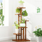 5 Tiers Vertical Bamboo Plant Stand Staged Flower Shelf Rack Outdoor Garden V63-837921