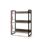 Artiss Bookshelf 3 Tiers - NOE Black and Oak MET-DESK-574A-3S-BK-OA