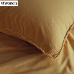 VTWonen Natural Stone Fraying Yellow Quilt Cover Set Queen V442-HIN-QUILTCS-NATURALSTONE-YELLOW-QS