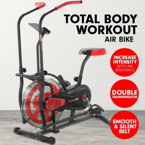 Powertrain Air Resistance Fan Exercise Bike for Cardio - Red BKE-AB4500-RD