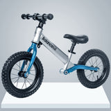 Bike Plus Kids Balance Bike Training Aluminium - Silver with Suspension - 12" Rubber Tyres - Foot V382-SILVERBALANCEBIKE