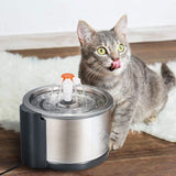 YES4PETS Automatic Electric Pet Water Fountain Dog Cat Stainless Steel Feeder Bowl Dispenser V278-PWS-101-2L5